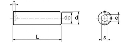 Vis sans tête à six pans creux - STHC - DIN 913 -   M    8    x  35  -   Bout plat  -  Inox A2